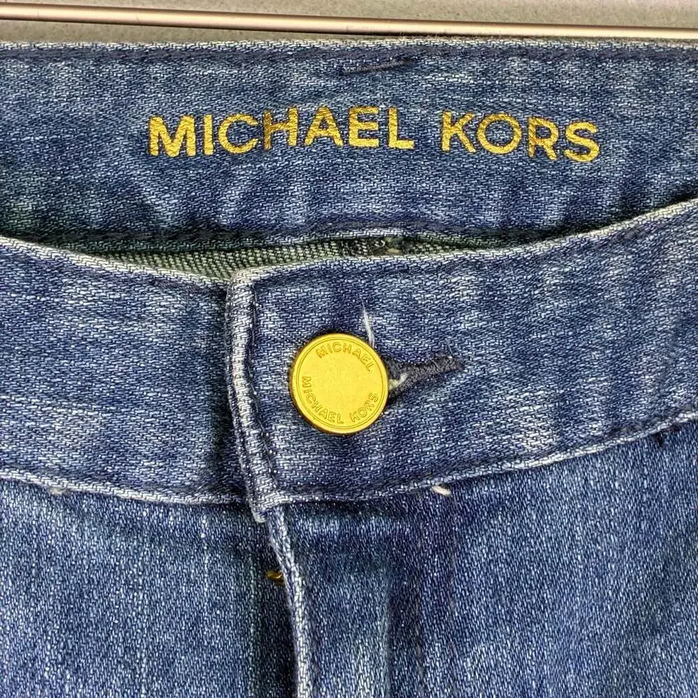 Michael Kors Women's Flare Denim Jeans with Gold Zipper Pockets Size 2